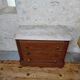 Small miniature table chest in oak and marble.