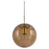 Large smoked glass ball pendant by Limburg with brass, Germany, 1970s.