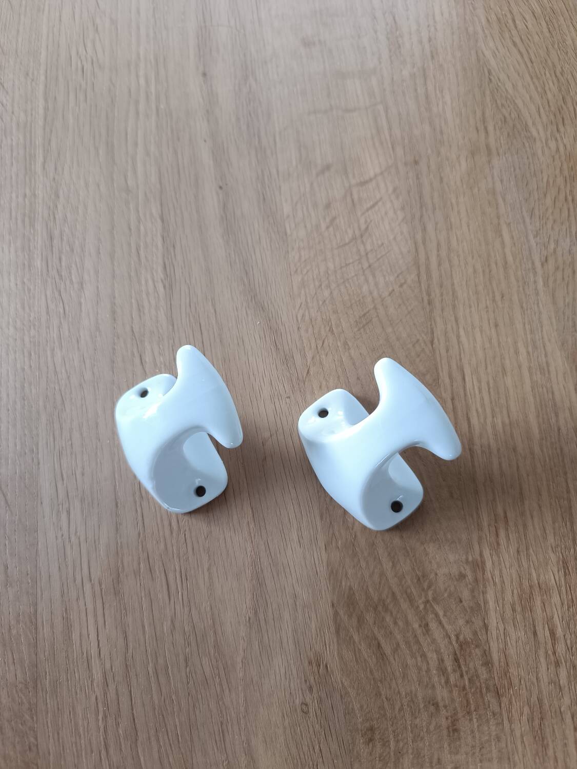 Pair of vintage porcelain coat hooks