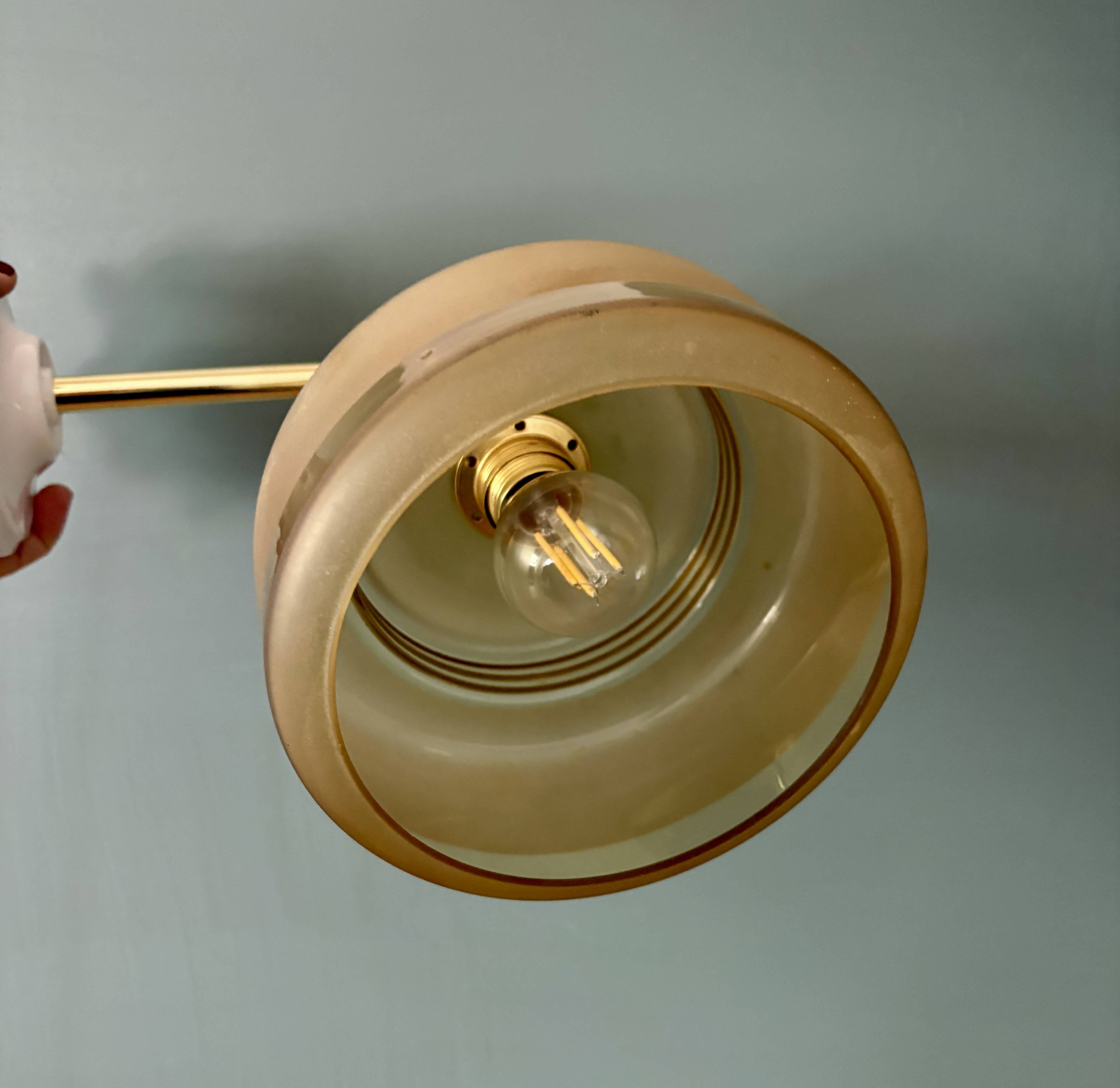 Yellow frosted glass vintage wall lamp shade