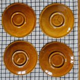 Set of 4 caramel enamel cups and bowls