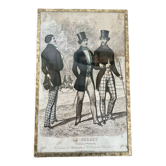 Antique print framed "Le Follet" men's suits