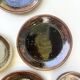 Set of 3 Keraluc dessert/brunch plates in turned stoneware, France 1970.