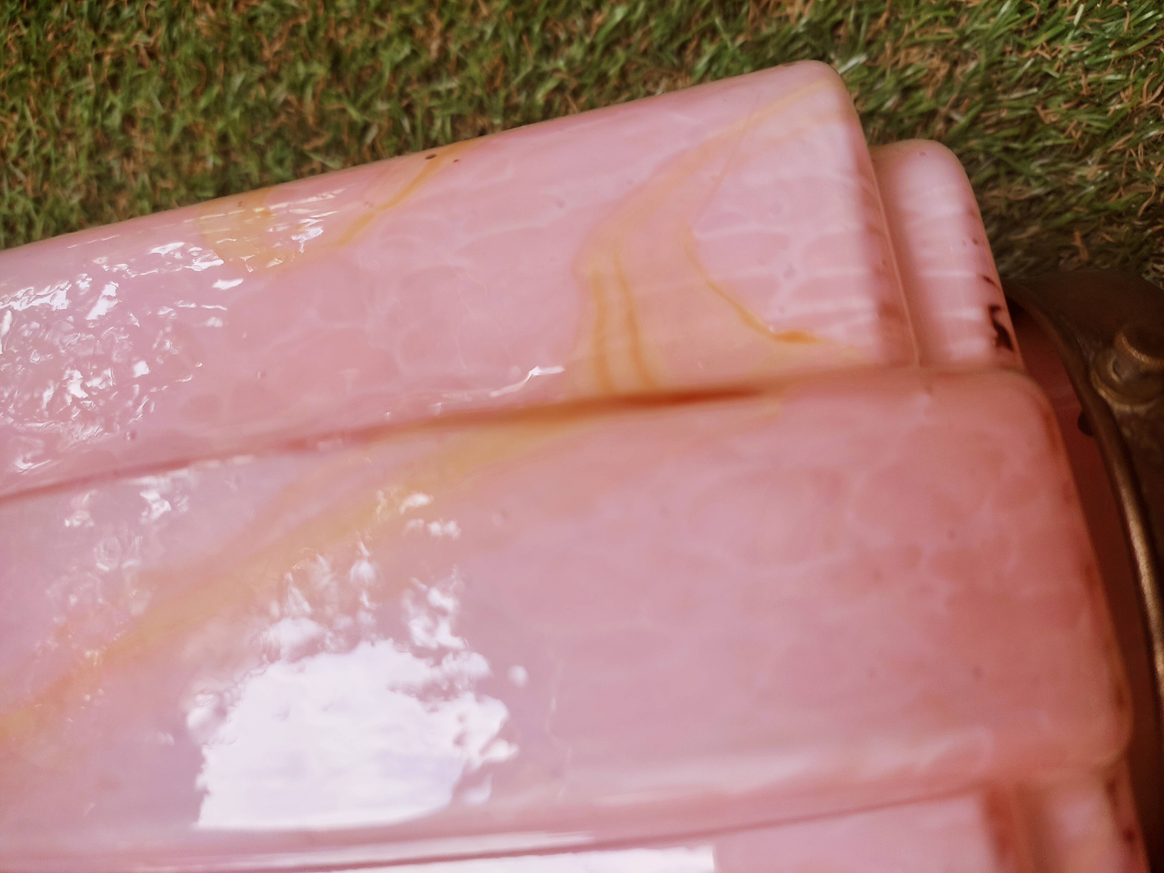 Art Deco pendant lamp in pink glass