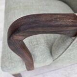 1960s, Danish armchair, original light grey furniture wool, teak wood.