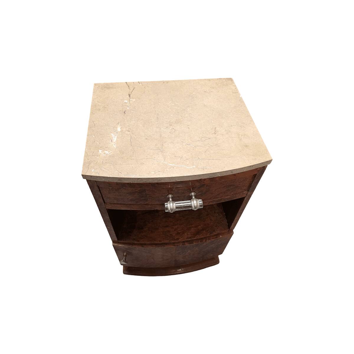 French Art Deco Burr Walnut Bedside Table, 1920/30s