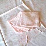 Lot 1 Nappe et 6 serviettes en métis rose poudré vintage 140 x 120