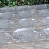 12 assiettes plates Arcoroc vintage en verre transparent figurant un poisson