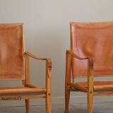 Kaare Klint, a pair of Safari chairs in ash and leather, Rud. Rasmussen, 1960s.