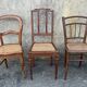 Ensemble de 7 chaises bois et cannage, vintage