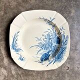 Assiette creuse Gien en terre de fer bleue, service "Oiseaux" vers 1870 n°2