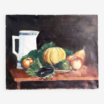 1900 painting "The fruit table" signed Fastet