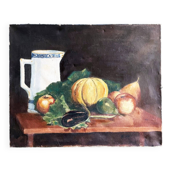 Tableau 1900 ''La table aux fruits'' signé Fastet