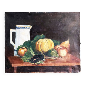 1900 painting "The fruit table" signed Fastet