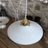 Suspension, Art Deco portable lamp in smooth opaline