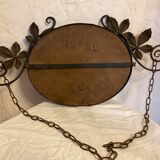Oval wall mirror art nouveau wrought iron 69x35cm