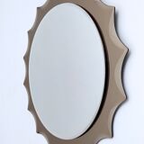 Postmodern sun shaped bronze wall mirror, italy