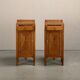 Art Deco Amsterdam School Nightstands oak wood and glass, 1930s Netherlands