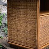 Oak rattan and woven wicker furniture 1980