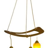 Teak pendant lamp year 60/70 3 globes Rispal