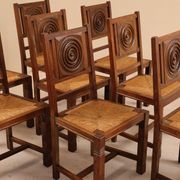 Solid oak chairs, France, 1950s