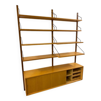 Unité murale scandinave vintage en chêne par Poul Cadovius pour Royal System, années 1960