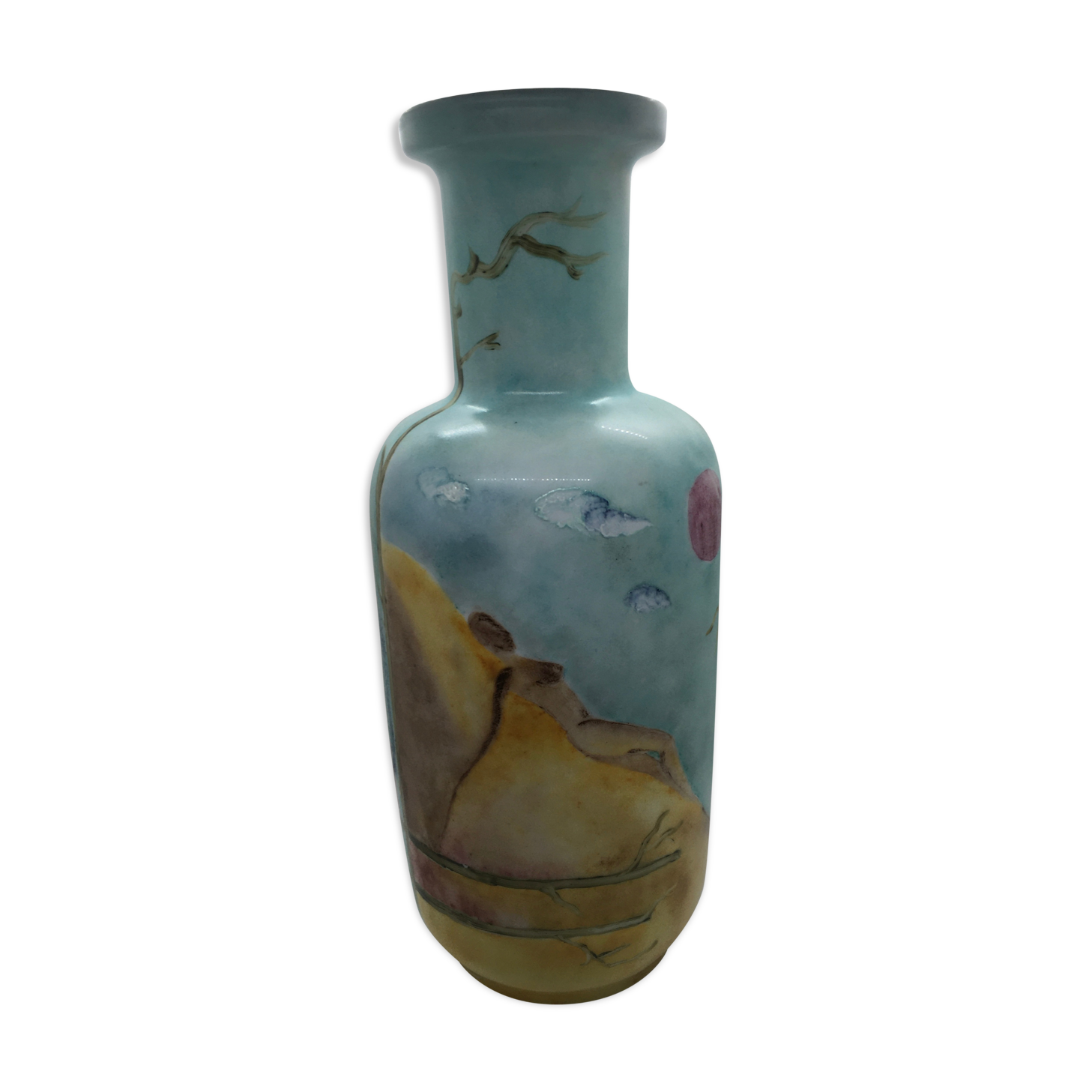Painted opaline vase
