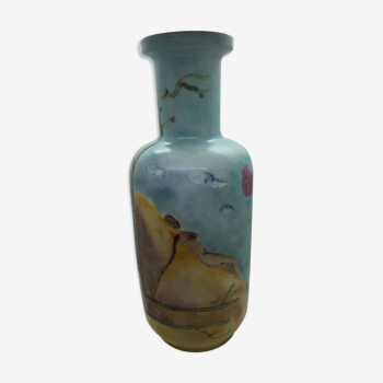 Painted opaline vase