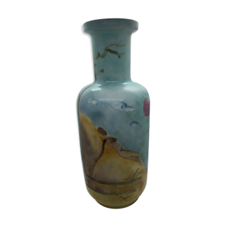 Painted opaline vase