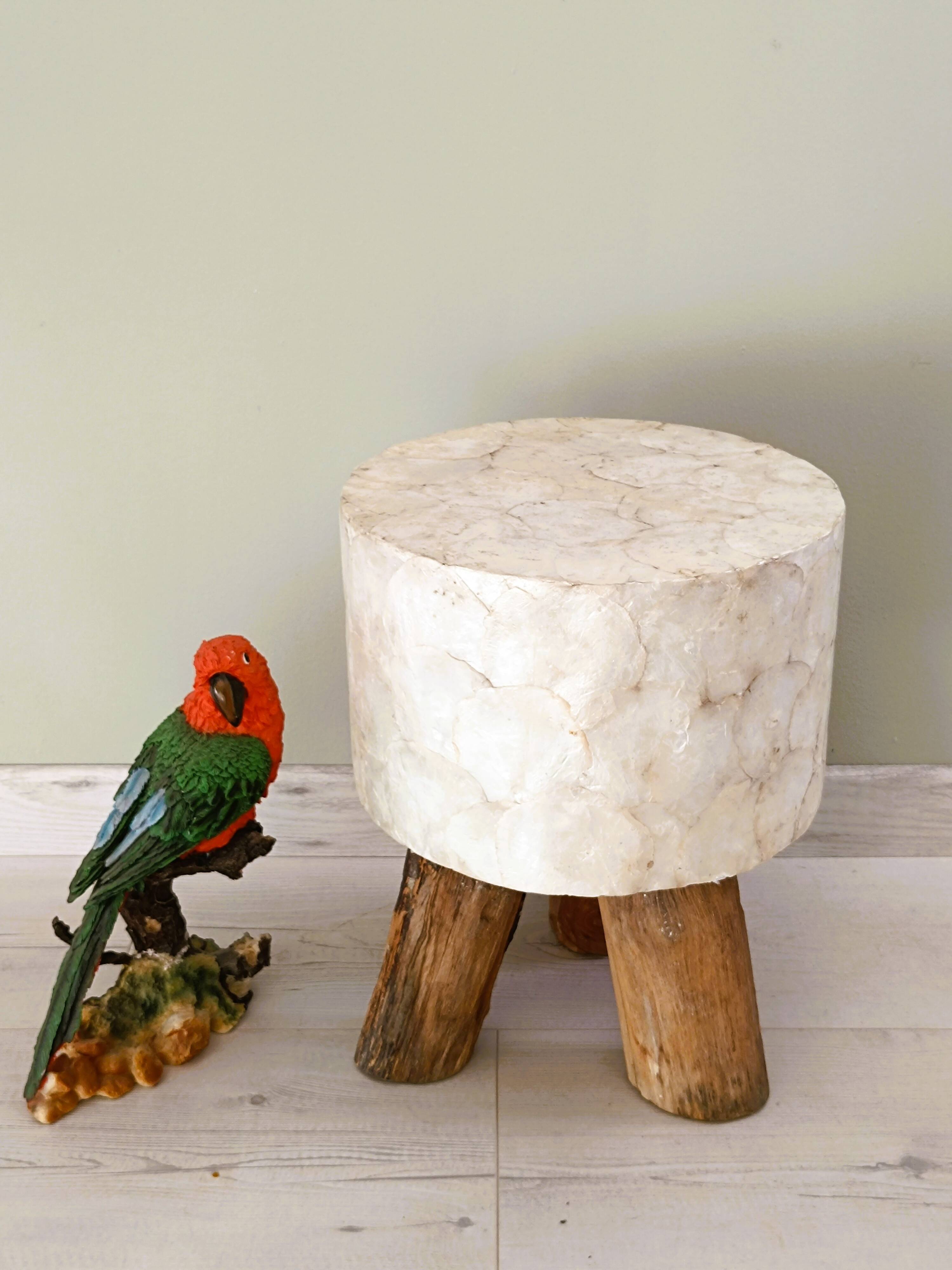Capiz Tripod Round Stool