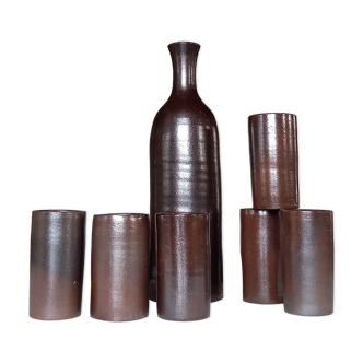 Vintage 70s brown sandstone orangeade service