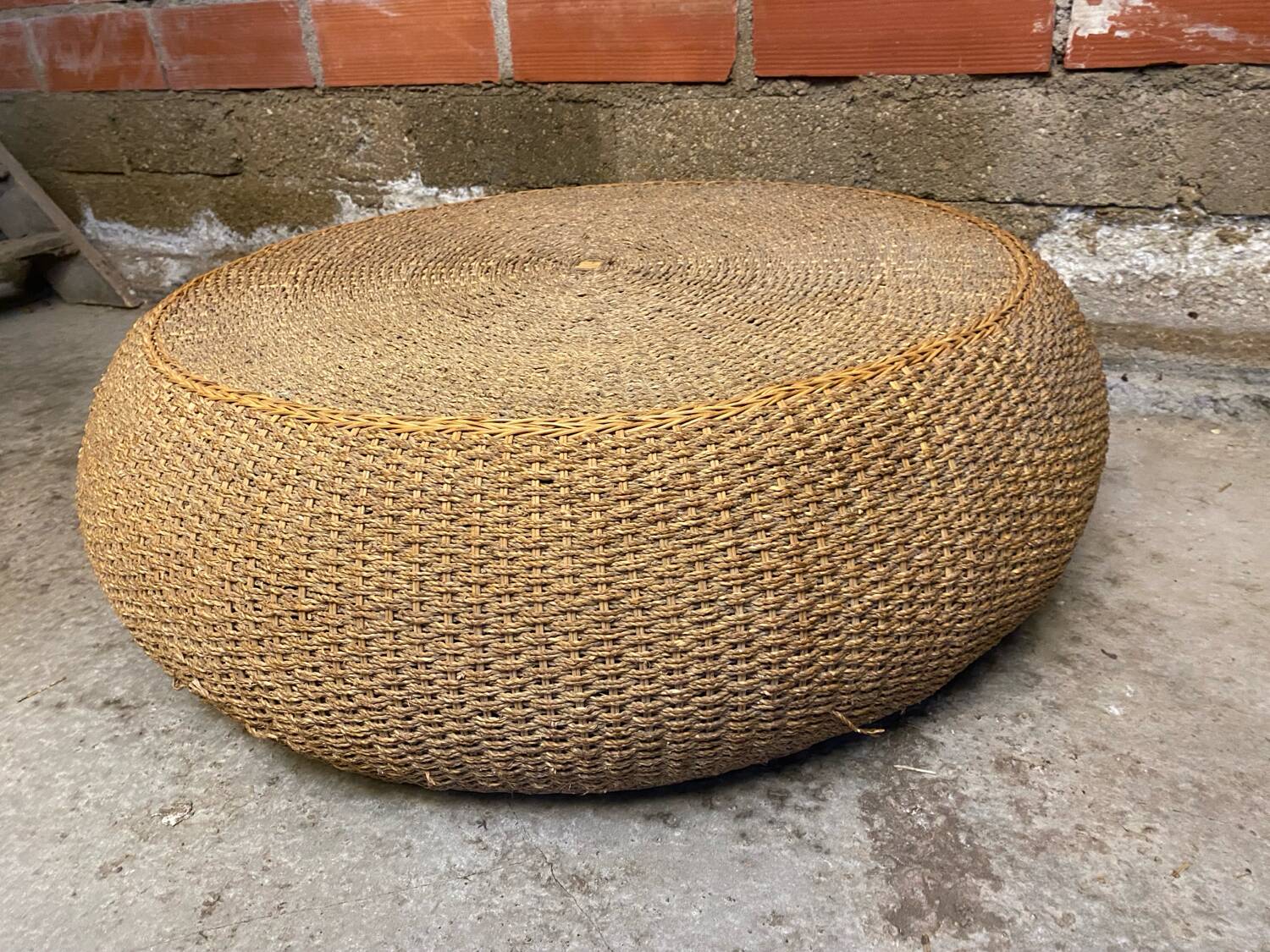 Vintage 1970s braided rope coffee table