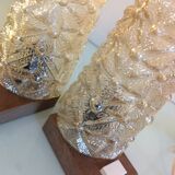 Pair of vintage bedside lamps in conical smoked glass