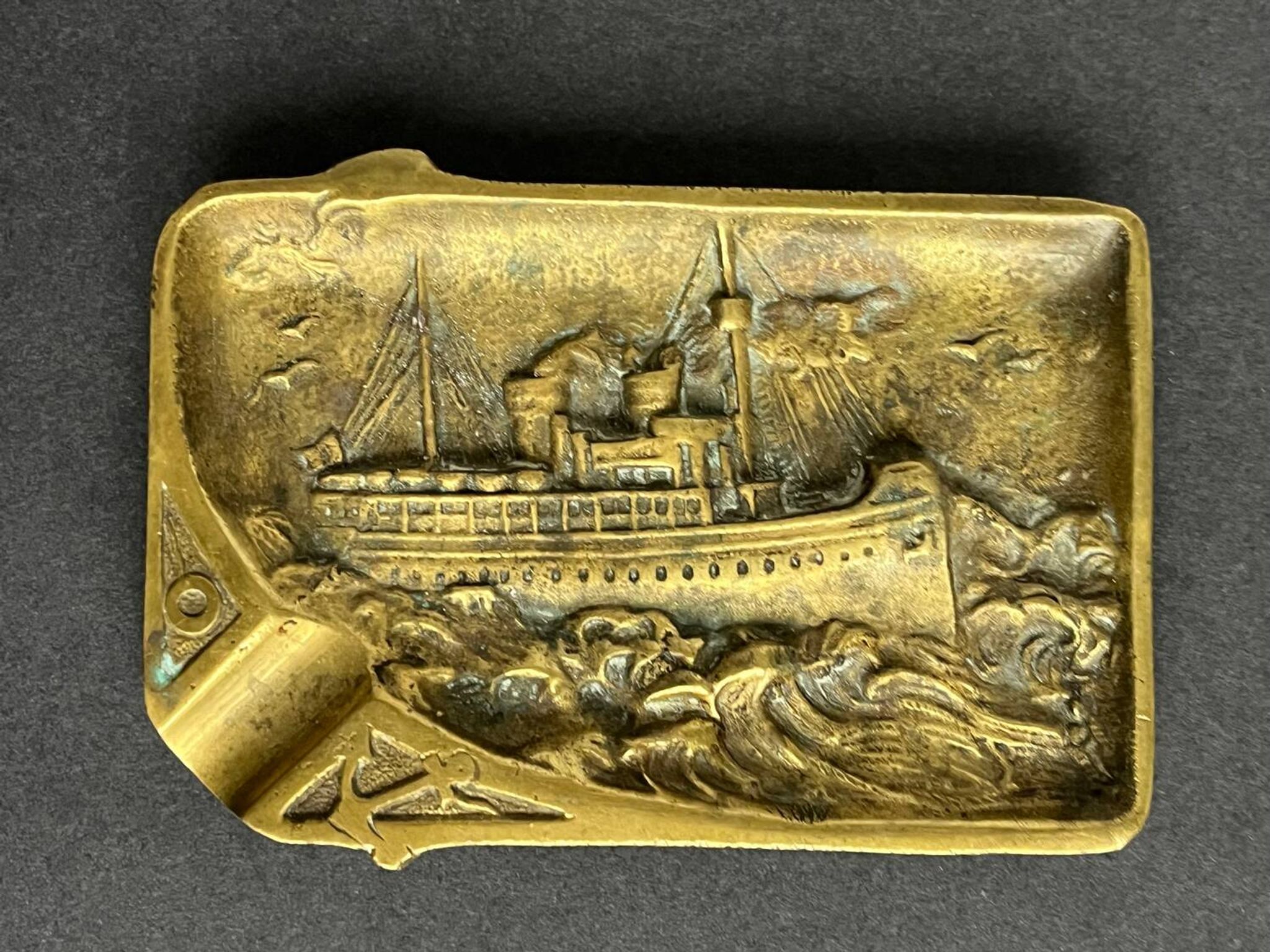 Antique bronze ashtray