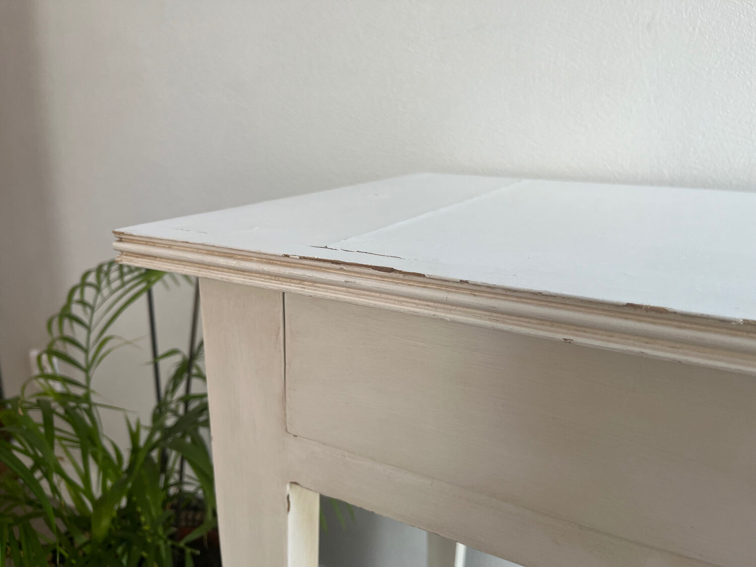 Small patinated wood table / desk / console / side table