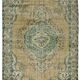 Vintage Turkish Carpet Floral Medallion Beige Green 280 x 166 cm