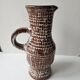 Large brown glazed ceramic pitcher signed accolay - height 31cm