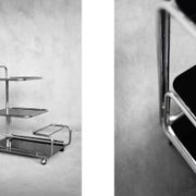 Vintage Mid-Century German Modern Bauhaus Chrome & Glass Serving Trolley