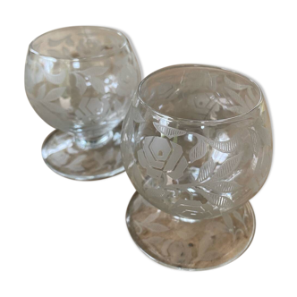 2 Baccarat “Fontenay” crystal liqueur glasses
