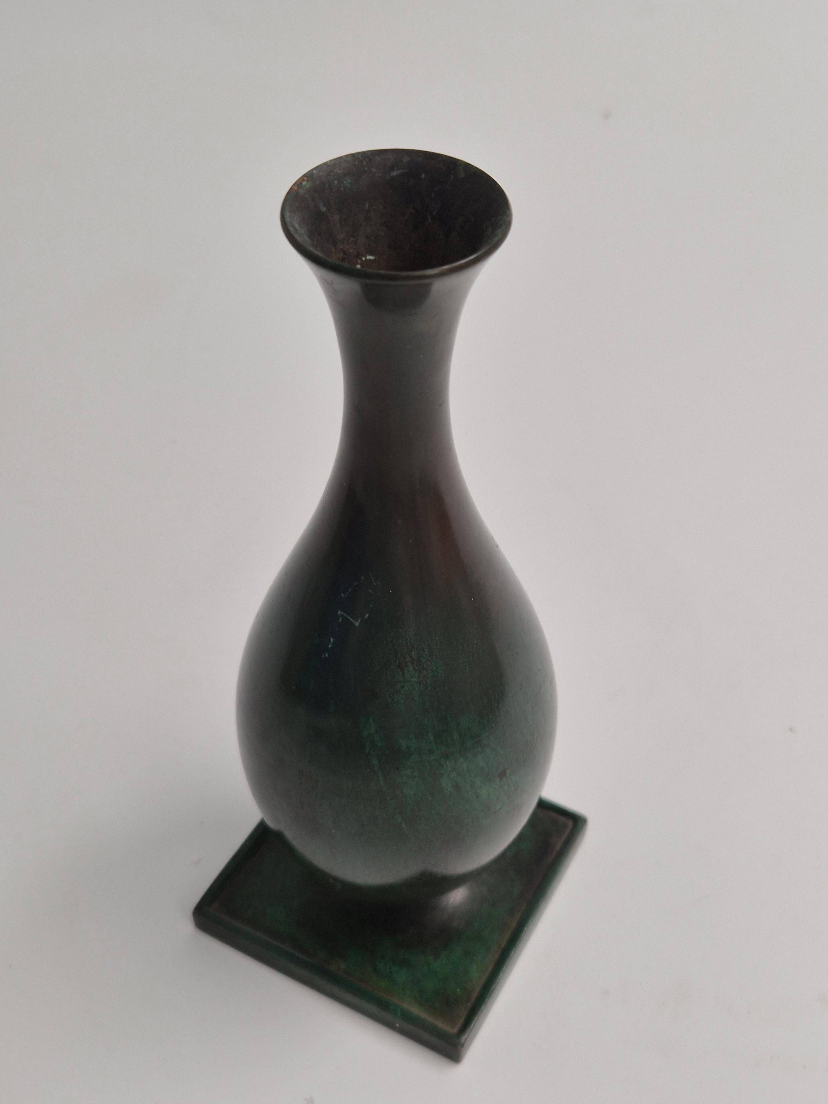 Jacob Ängman for GAB, solid bronze vase, Swedish grace / Art Deco
