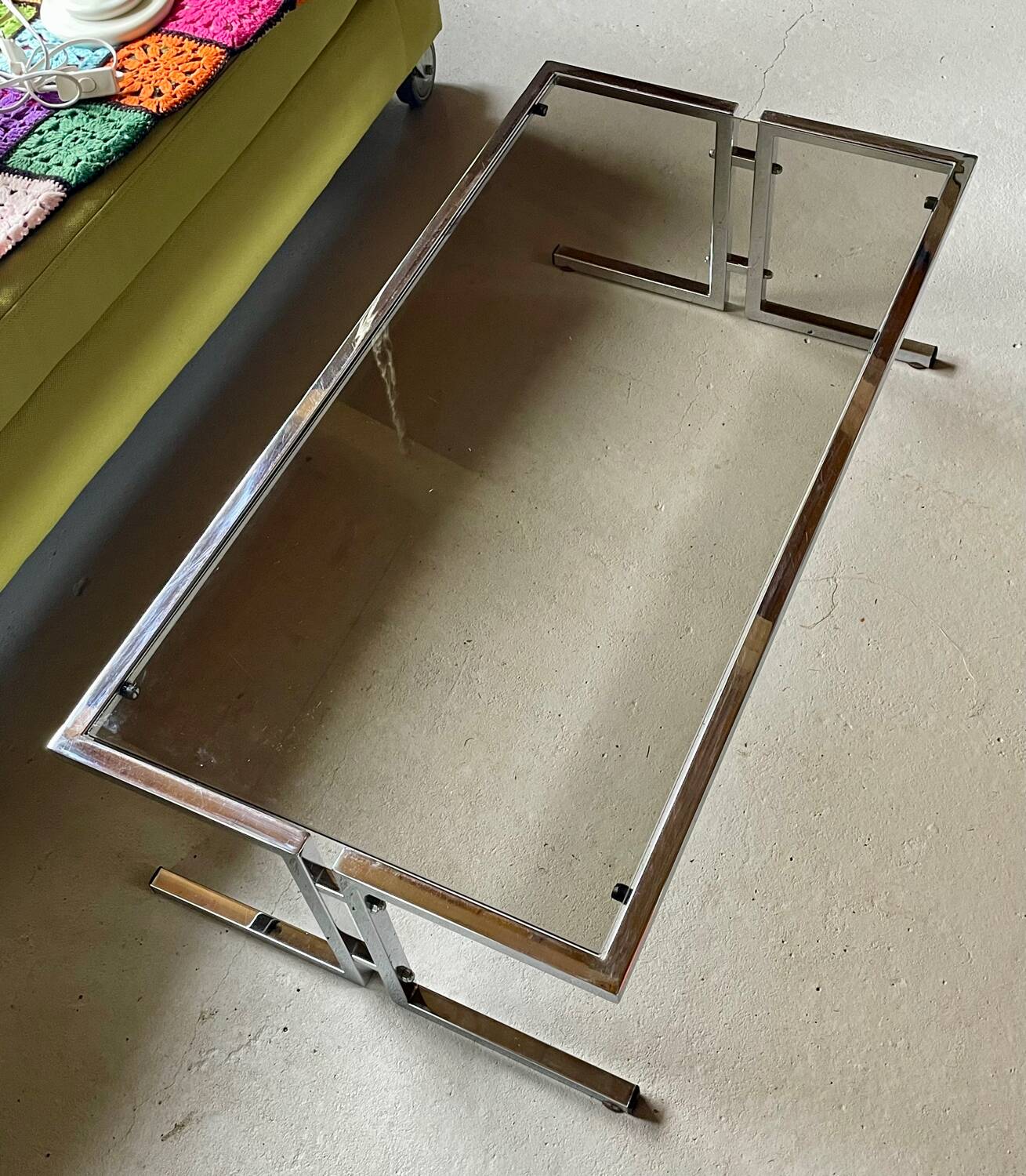 Vintage chrome and glass lounge table 1970