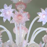 Extraordinary Murano Glass Chandelier adorned with Pink Flowers
