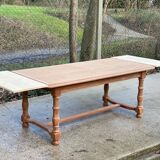 Renovated extendable farmhouse table in solid raw cherry wood 265cm