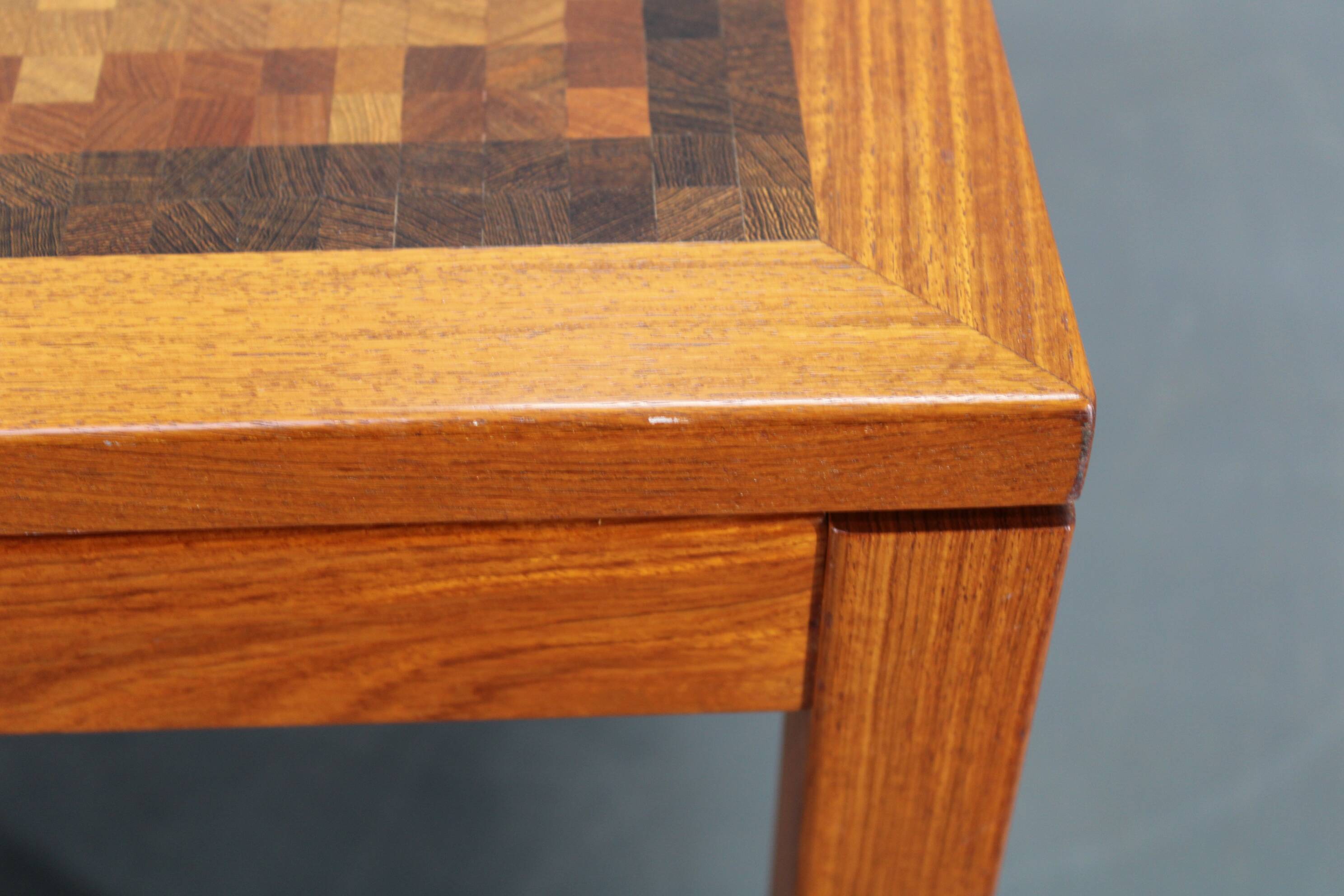 1980s Danish end-grain mosaic coffee table by Middelboe & Linduma for Tranekaer