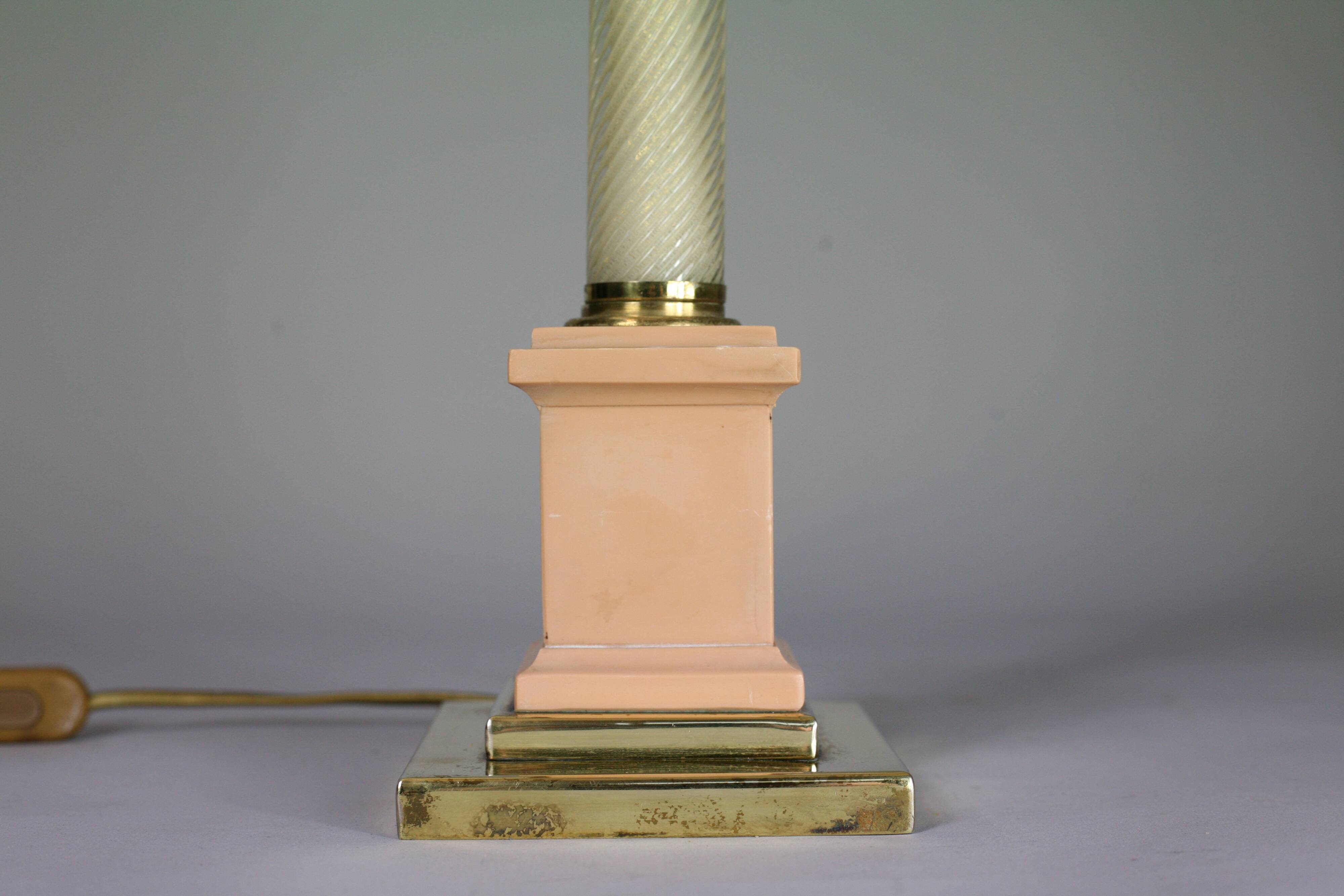 Lamp Tommaso Barbi Murano brass ceramic glass