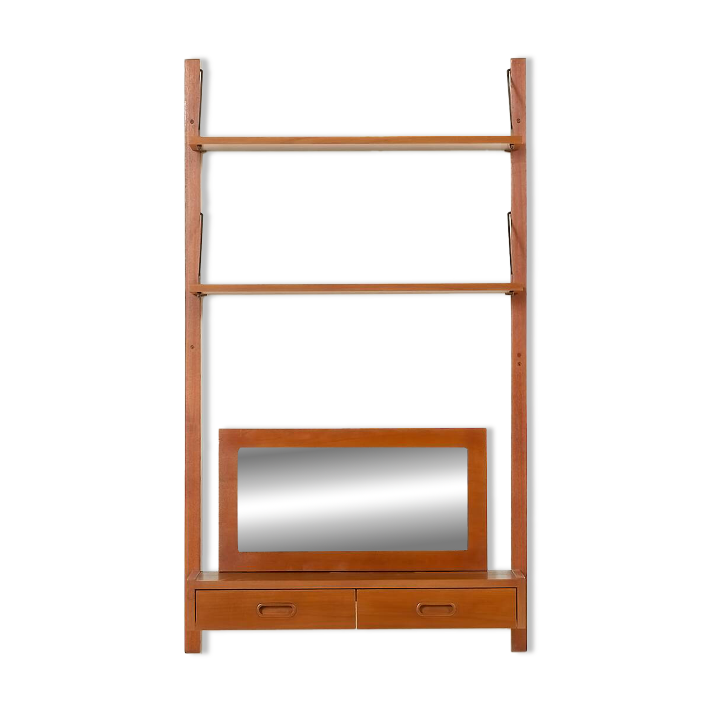 Scandinavian mid century wall unit with a console and a mirror, Denmark, 1970s