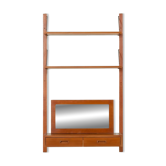 Scandinavian mid century wall unit with a console and a mirror, Denmark, 1970s