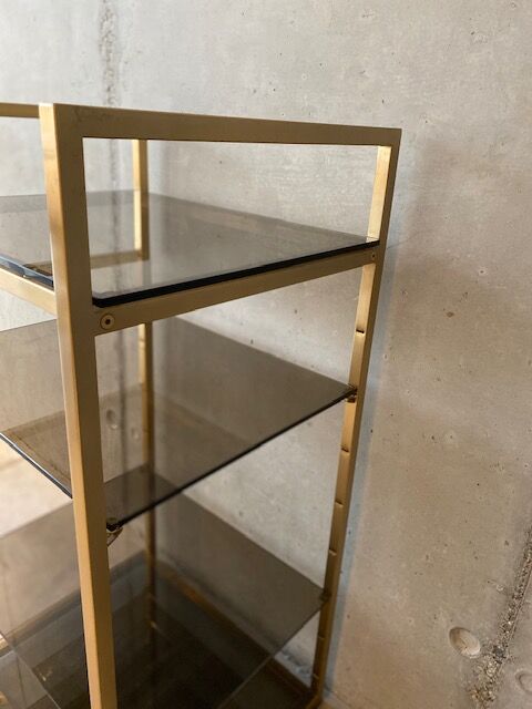 Golden brass and glass shelves