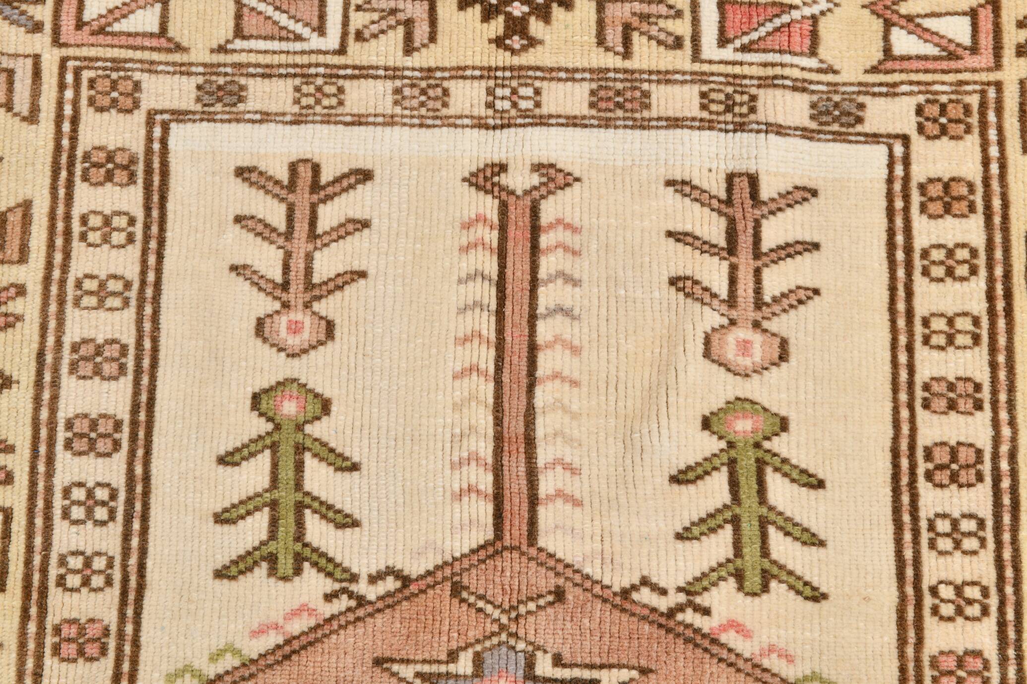 4x7 Cream & Brown Turkish Vintage Rug 120x211Cm SK 22198