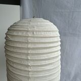 Suspension in rattan and natural japanese linen lantern shape h70 d50